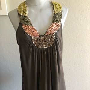 Green beaded Twenty one flowy top